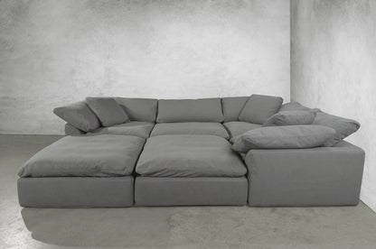 Sunset Trading Contemporary Puff Collection 6PC Slipcovered Modular U-Shaped Pit Sectional Sofa