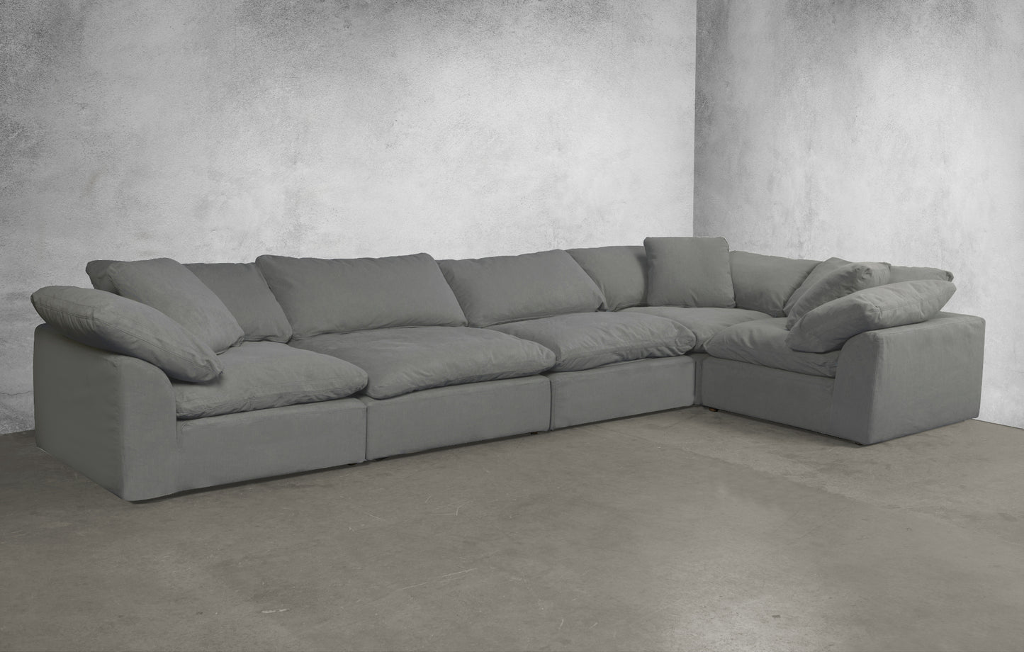 Sunset Trading Contemporary Puff Collection 5PC Slipcovered Modular L-Shaped Sectional Sofa