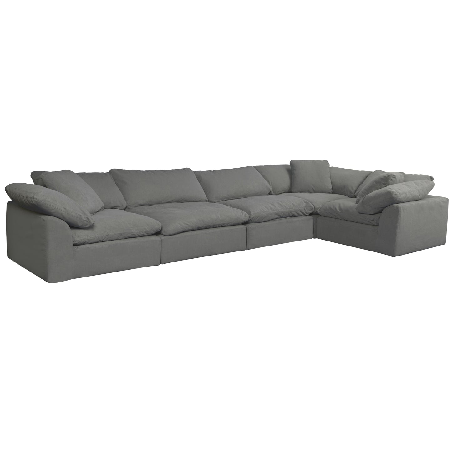 Sunset Trading Contemporary Puff Collection 5PC Slipcovered Modular L-Shaped Sectional Sofa