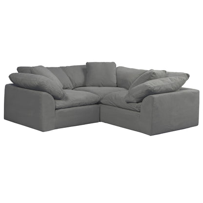 Sunset Trading Contemporary Puff Collection 3PC Slipcovered L-Shape Sectional Sofa