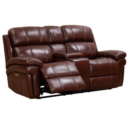 Sunset Trading Luxe Leather Reclining Loveseat with Power Headrest