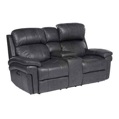 Sunset Trading Luxe Leather Reclining Loveseat with Power Headrest and Console