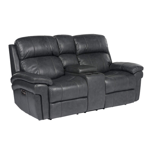 Sunset Trading Luxe Leather Reclining Loveseat with Power Headrest and Console