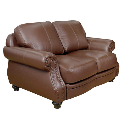 Sunset Trading Charleston 63" Wide Top Grain Leather Loveseat