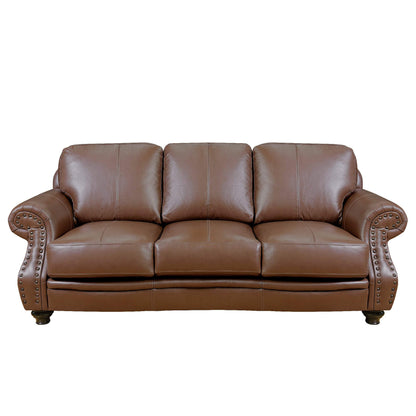 Sunset Trading Charleston 86" Wide Top Grain Leather Sofa