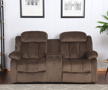 Sunset Trading Teddy Bear Reclining Loveseat with Console Storage, Cupholders