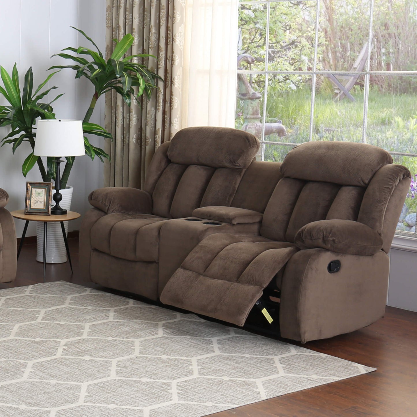 Sunset Trading Teddy Bear Reclining Loveseat with Console Storage, Cupholders