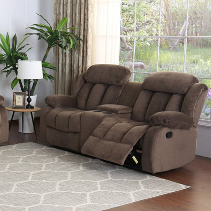 Sunset Trading Teddy Bear Reclining Loveseat with Console Storage, Cupholders