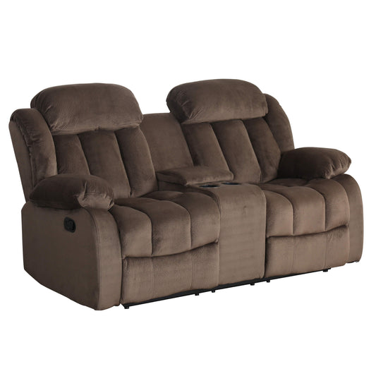Sunset Trading Teddy Bear Reclining Loveseat with Console Storage, Cupholders