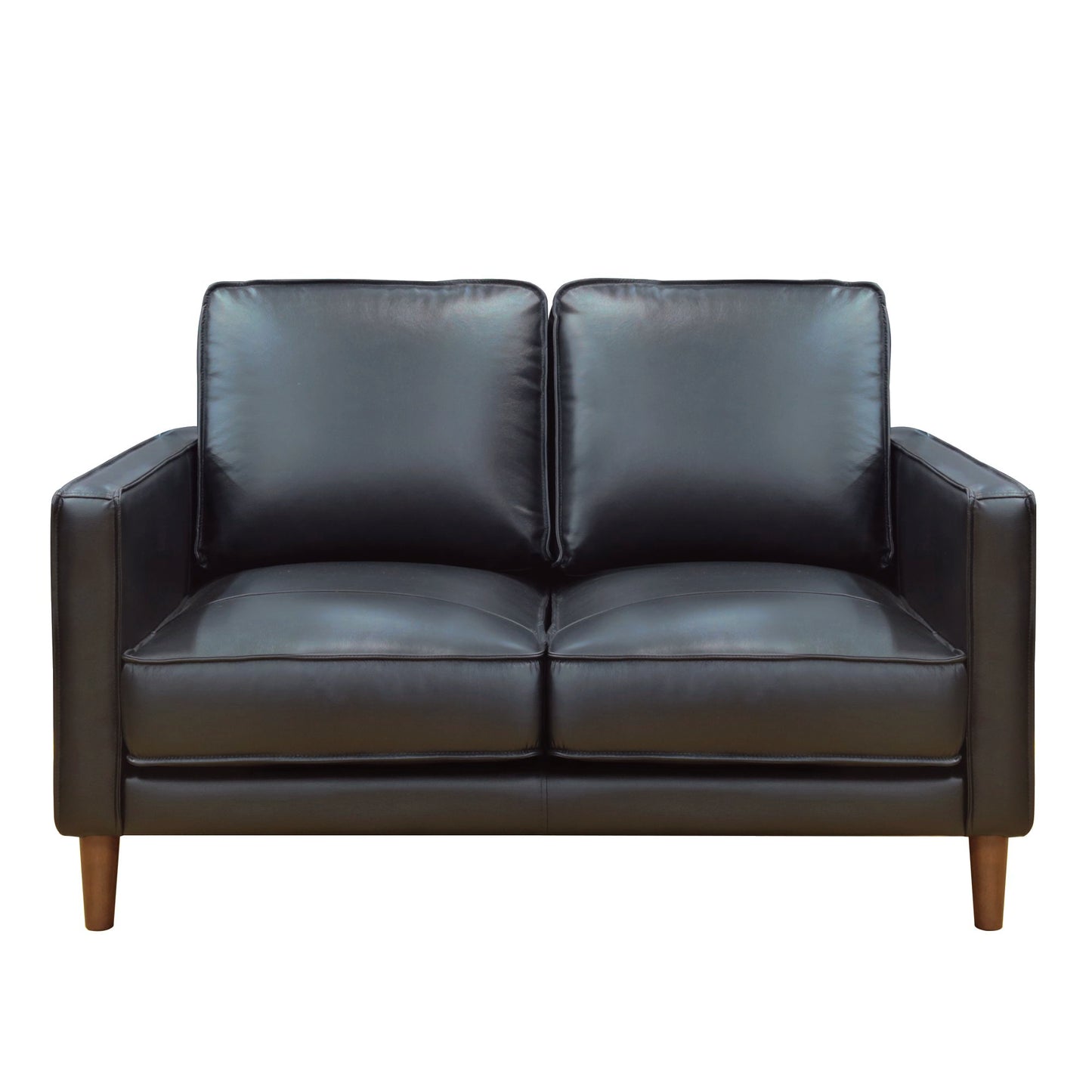 Sunset Trading Prelude 55" Wide Black Top Grain Leather Loveseat