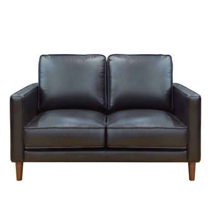 Sunset Trading Prelude 55" Wide Black Top Grain Leather Loveseat