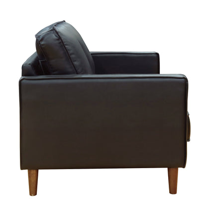 Sunset Trading Prelude 55" Wide Black Top Grain Leather Loveseat