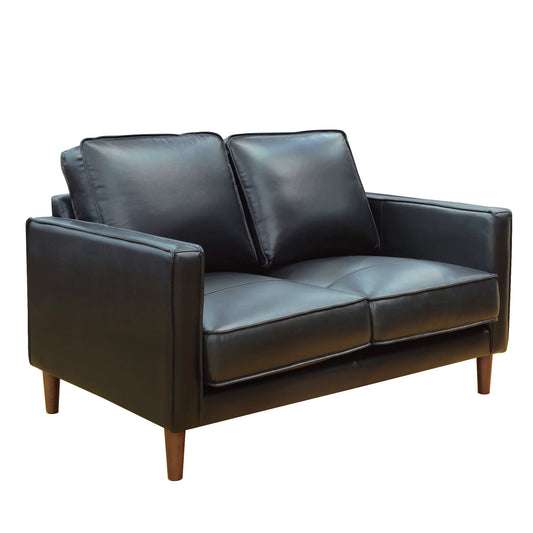 Sunset Trading Prelude 55" Wide Black Top Grain Leather Loveseat