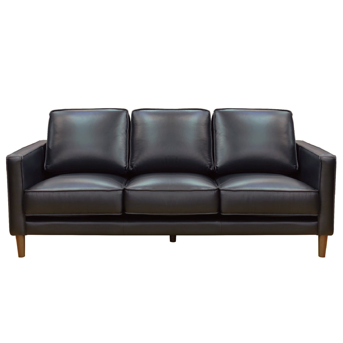 Sunset Trading Prelude 79" Wide Black Top Grain Leather Sofa