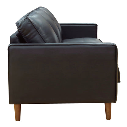 Sunset Trading Prelude 79" Wide Black Top Grain Leather Sofa