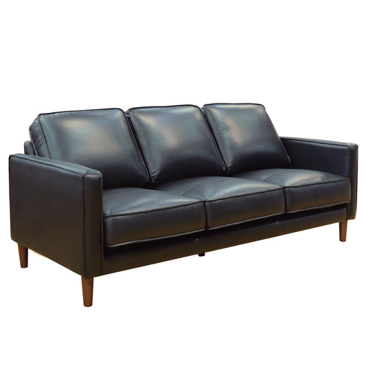 Sunset Trading Prelude 79" Wide Black Top Grain Leather Sofa