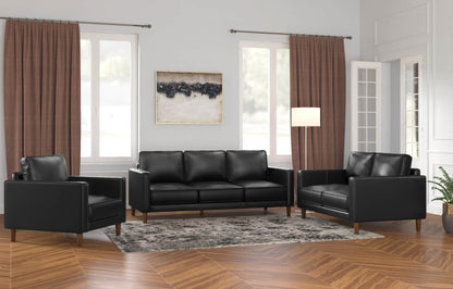 Sunset Trading Prelude 3 Piece Black Top Grain Leather Living Room Set