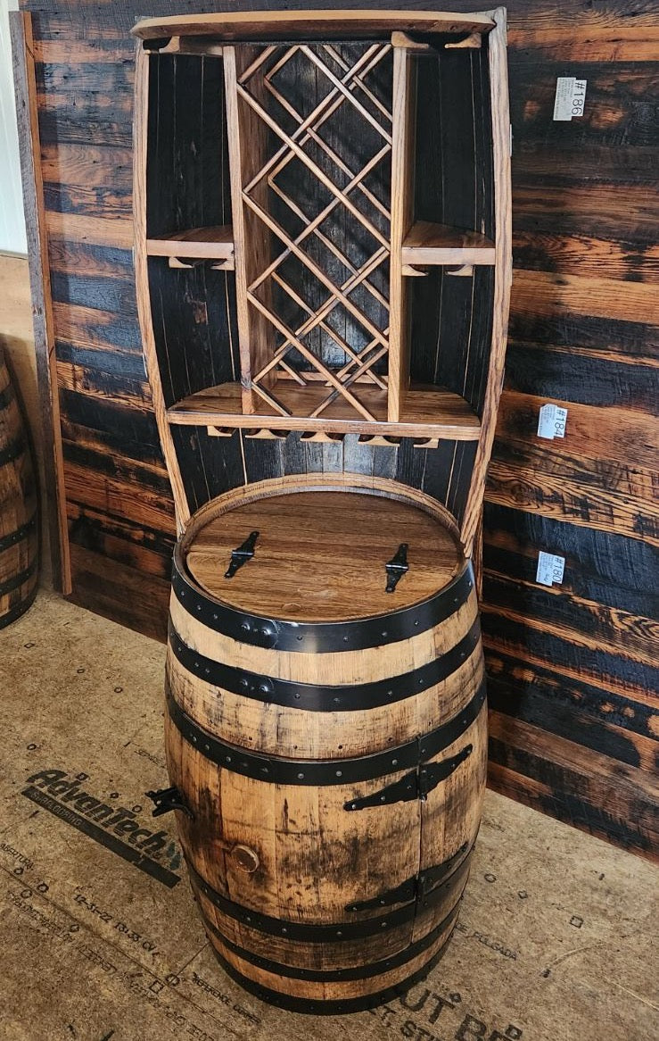 Wine barrel whiskey discount cabinet