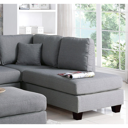 1st Choice Polyfiber Reversible Sectional Sofa with Ottoman in Grey