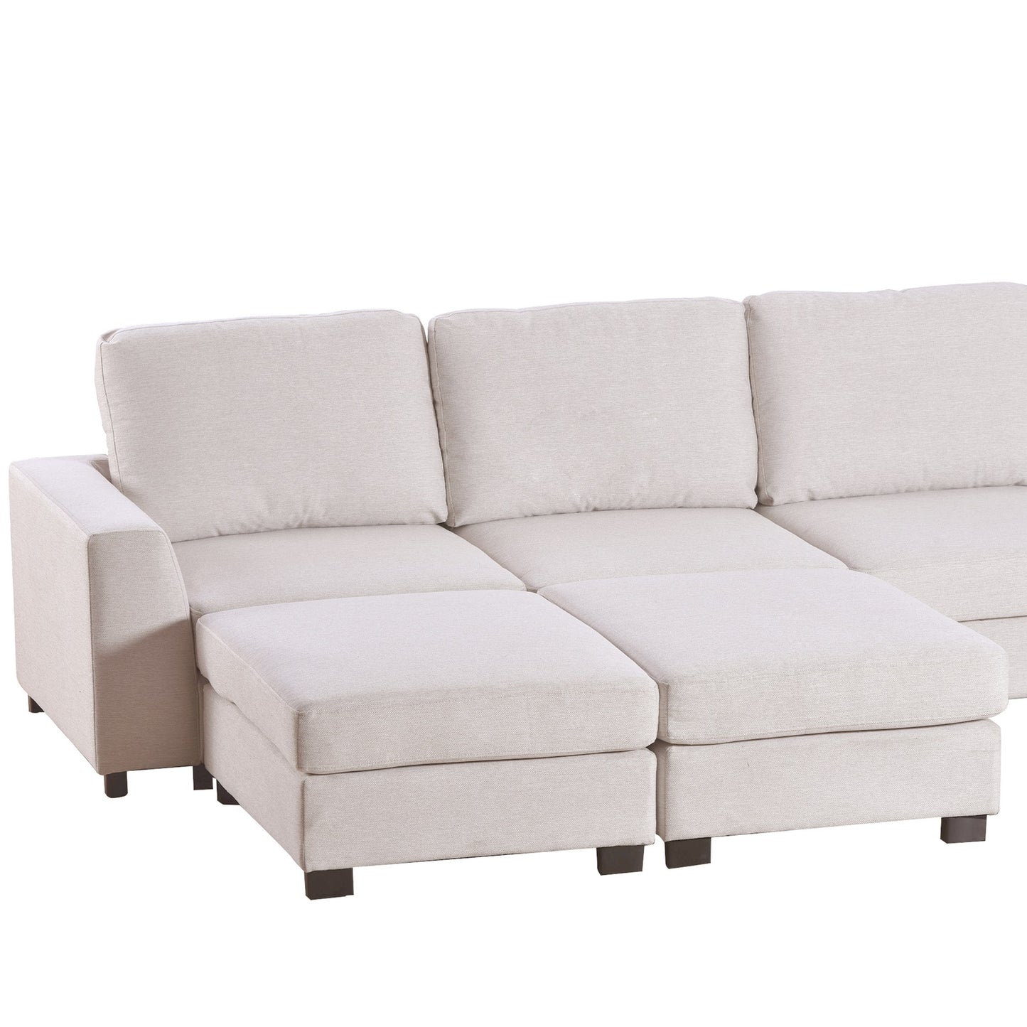 1st Choice 3 Pieces U shaped Sofa with Removable Ottomans in Beige