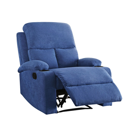 1st Choice Stylish Motion Living Room Blue Velvet Recliner Chair