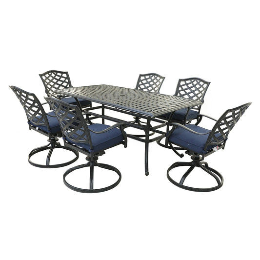 Rectangular 6 - Person 68' Long Aluminum Dining Set with Cushions