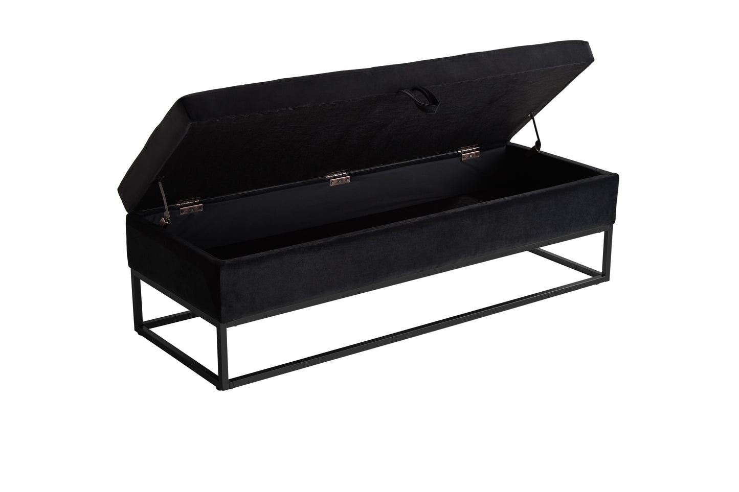 1st Choice Modern 58.6" Bed Bench Metal Base with Storage Black Velvet