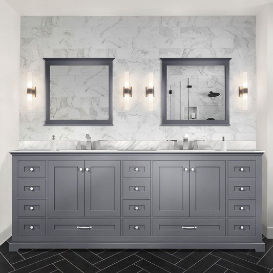 Dark Grey Double Bath Vanity 84 in. W x 22 in. D, Carrara Marble Top, and Faucet Set