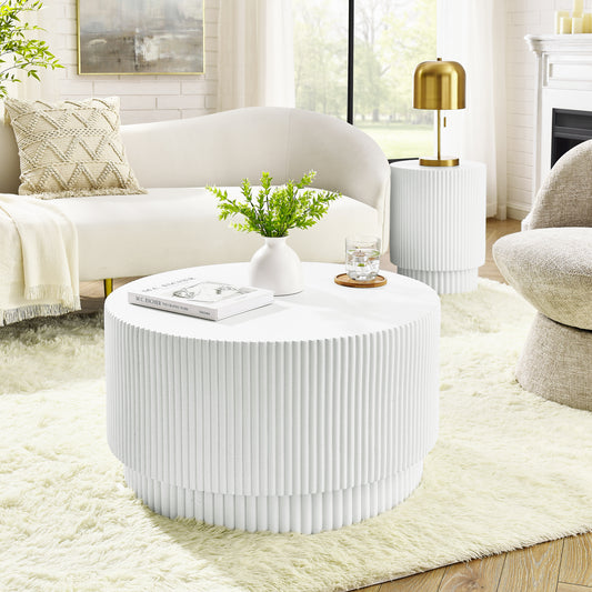 15.72-inch H-barrel coffee table, Nordic style, simple design, suitable for indoor and outdoor use, magnesium oxide material, suitable for living room, bedroom or garden sofa
