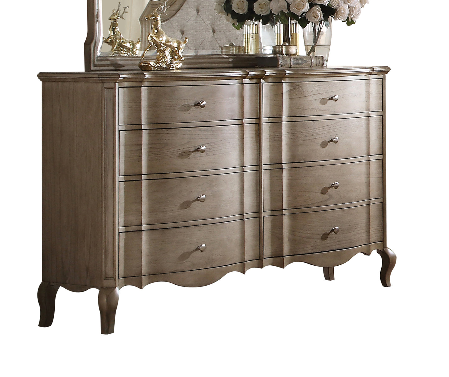 Taupe 8-Drawer Dresser with Felt-Lined Top Drawer