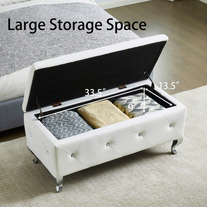 1st Choice Modern Elegant White Storage Bench For Living Room Entryway