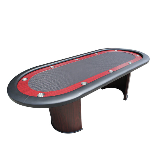 96' Poker Table for 10 Players with Speed Cloth Wooden Texture Racetrack Luna Legs Model 16365 Black