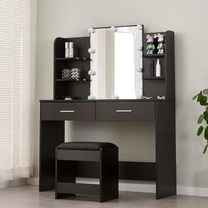 1st Choice Simple Hair Desk with Multi and Large Storage Space in Black