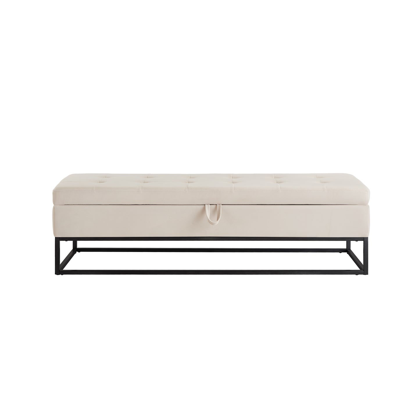 1st Choice Modern 58.6" Bed Bench Metal Base with Storage Beige Velvet