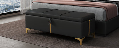 1st Choice Elegant Upholstered Storage Bedroom Ottoman Bench in Black