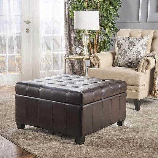 1st Choice Modern Contemporary Durable Ample Storage Brown Ottoman