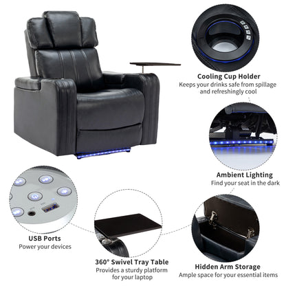 1st Choice Theater Recliner with 360° Swivel Tray Table