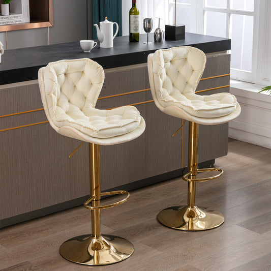 1st Choice Set of 2 Bar Stools Chrome Footrest and Base Swivel Height