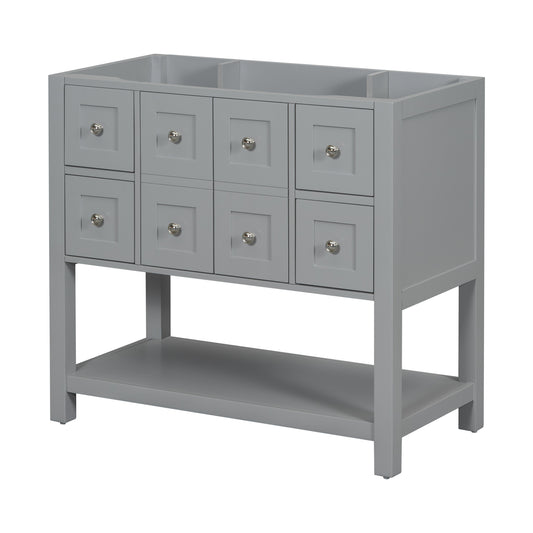 36'' Bathroom Vanity without Sink,Free Standing Vanity Set with 4 Drawers& Soft Closing Doors,Solid Wood Frame Bathroom Storage Cabinet Only