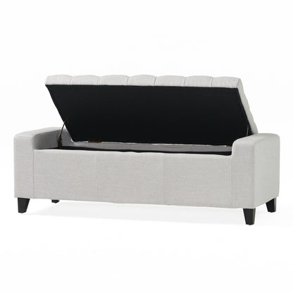 1st Choice Modern Bedroom Tufted Guernsey Storage Fabric Grey Ottoman