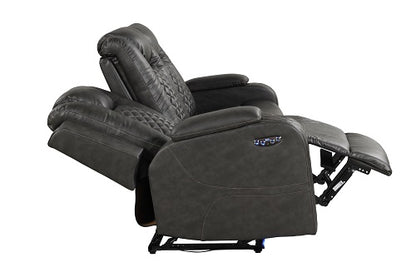 Benz LED & Power Recliner 2 PC Made With Faux Leather in Black