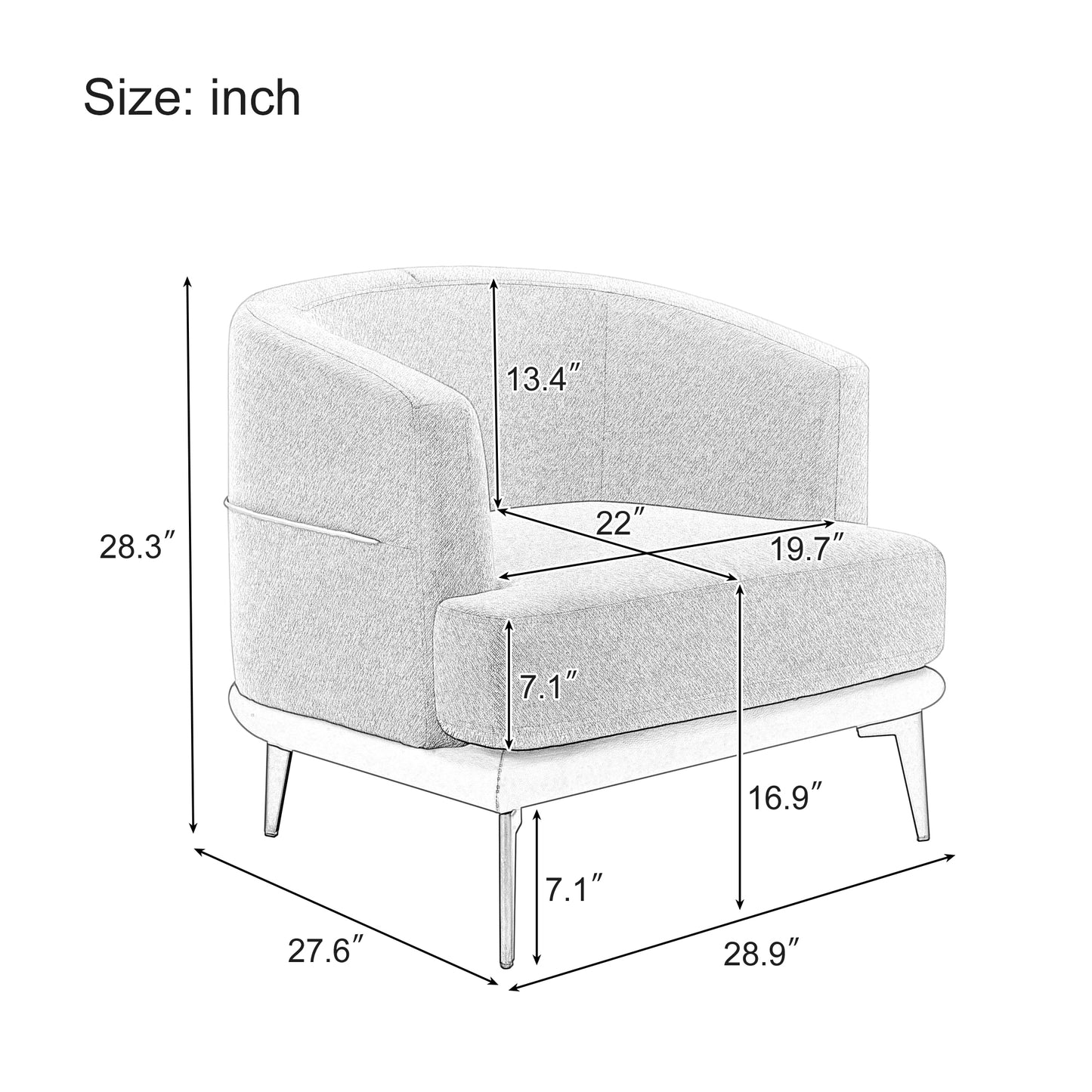 1st Choice Modern Two-tone Barrel Fabric Upholstered Round Chair