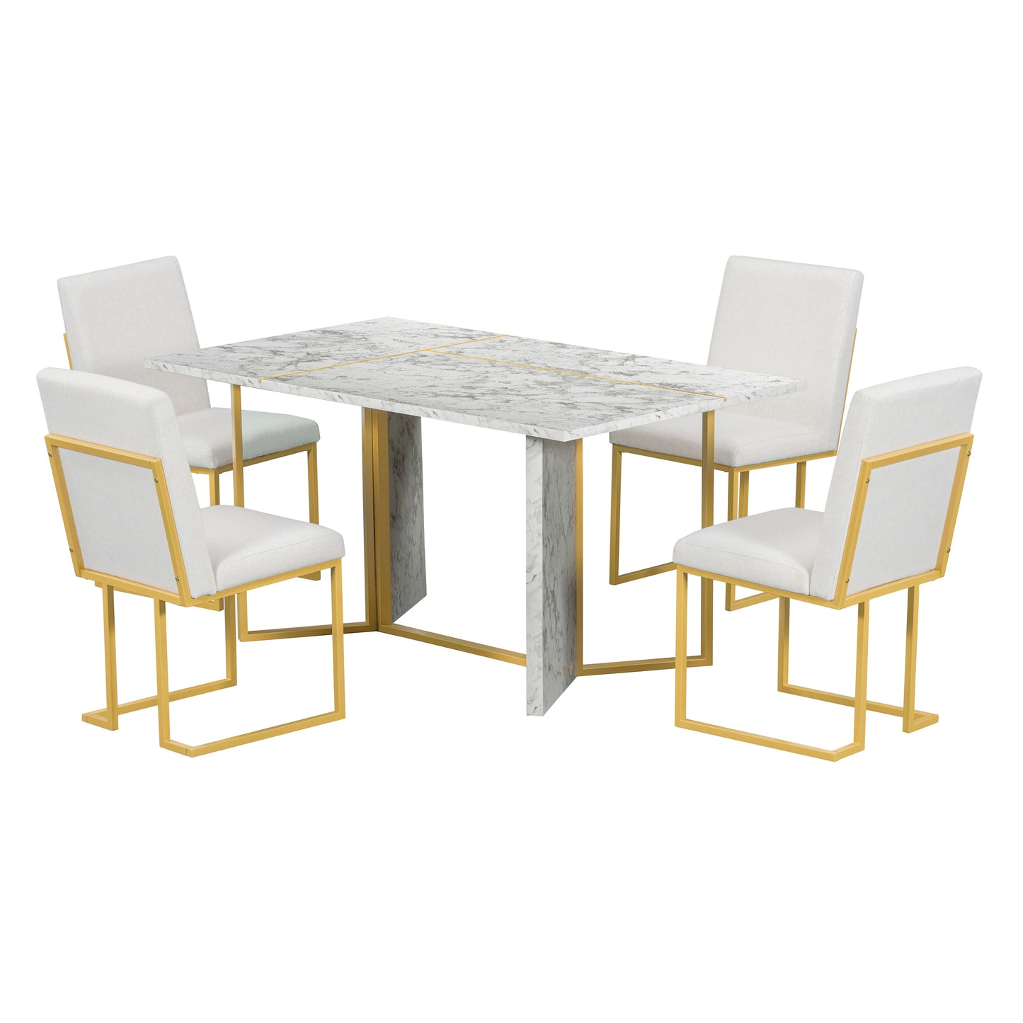 1st Choice 7-Piece Dining Table Set Artificial Marble Sticker Tabletop