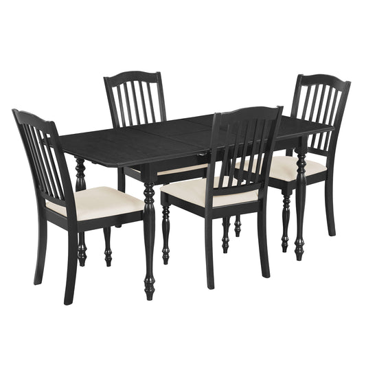 1st Choice Solid Wood Construction 5-Piece Extendable Dining Table Set