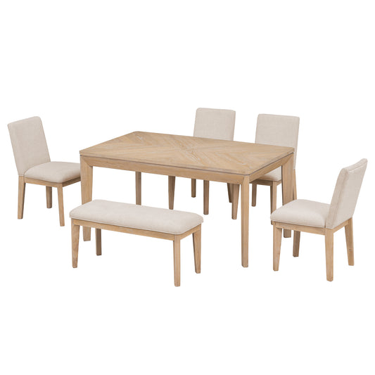 1st Choice Luxurious Dining Set with Upholstered Chairs & Bench