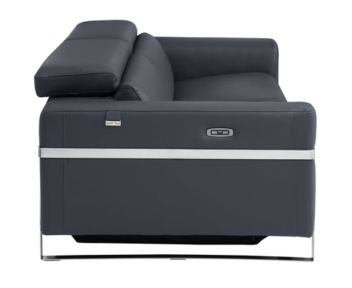 1st Choice Global United Top Grain Italian Leather Sofa with Power Recliner