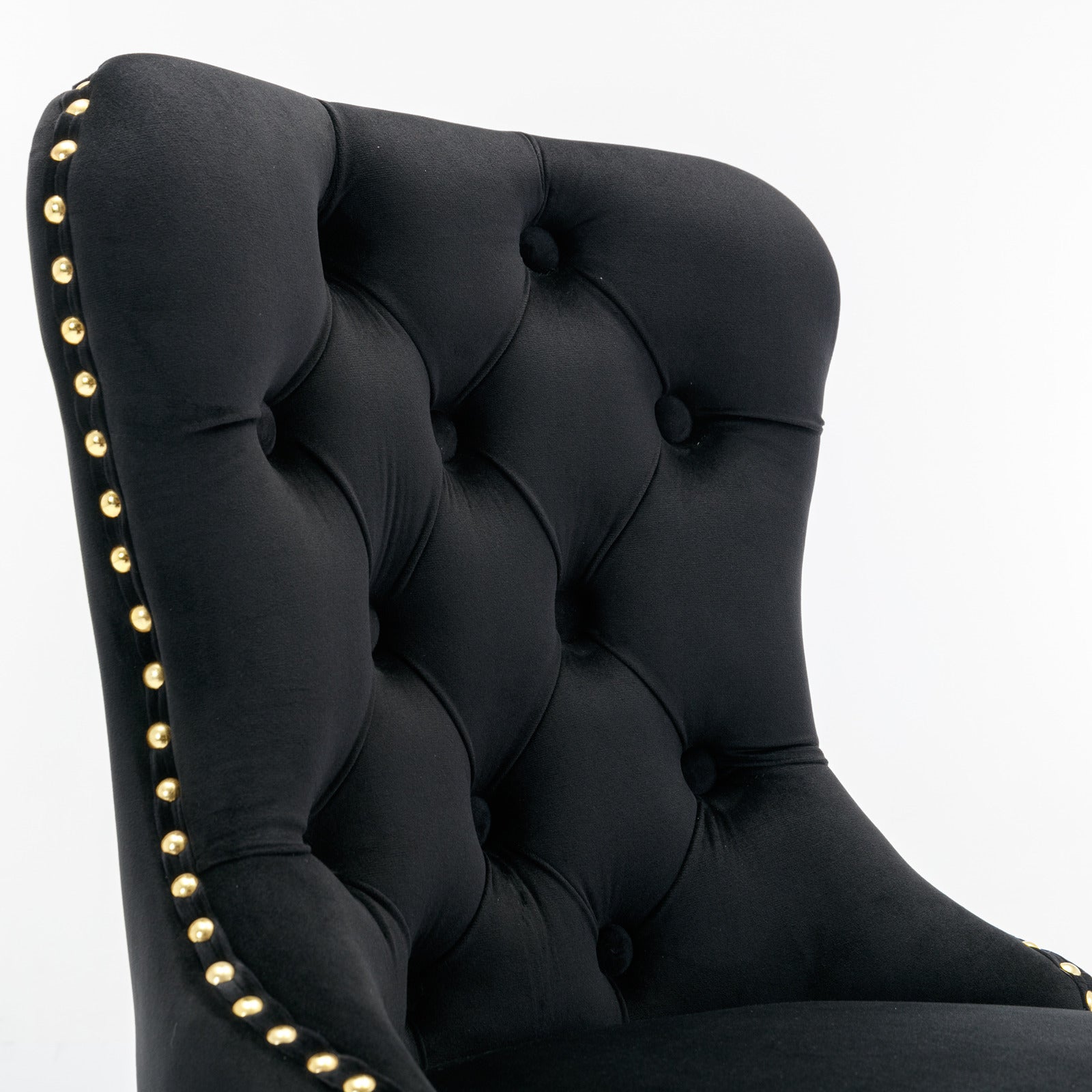 A&A Furniture Modern Swivel Velvet Barstools with Adjustable Seat Height, Comfortable Black Tufted Upholstery, Set of 2 - 1st Choice Furniture Direct