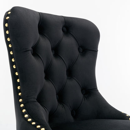 A&A Furniture Modern Swivel Velvet Barstools with Adjustable Seat Height, Comfortable Black Tufted Upholstery, Set of 2 - 1st Choice Furniture Direct