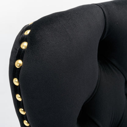 A&A Furniture Modern Swivel Velvet Barstools with Adjustable Seat Height, Comfortable Black Tufted Upholstery, Set of 2 - 1st Choice Furniture Direct