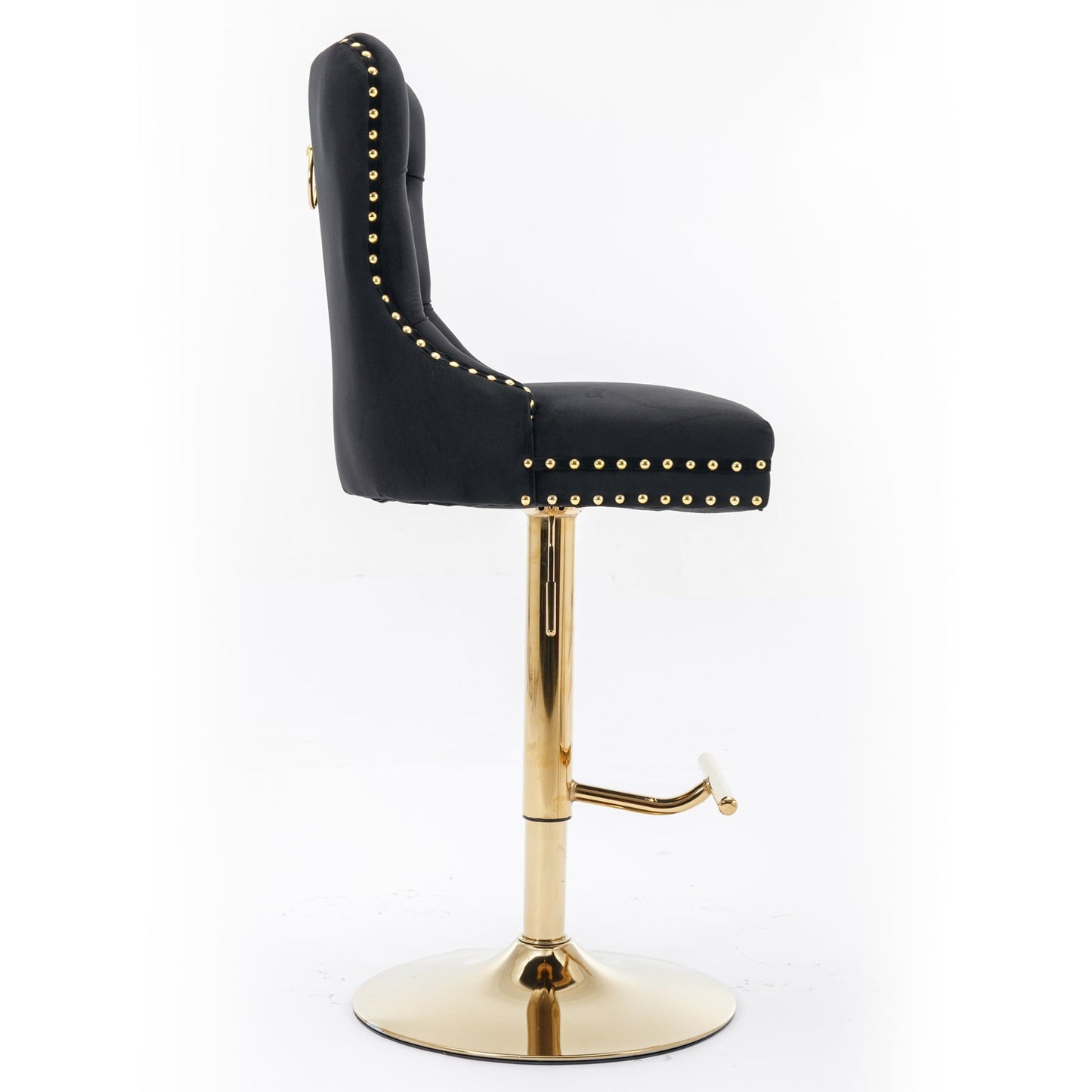 A&A Furniture Modern Swivel Velvet Barstools with Adjustable Seat Height, Comfortable Black Tufted Upholstery, Set of 2 - 1st Choice Furniture Direct